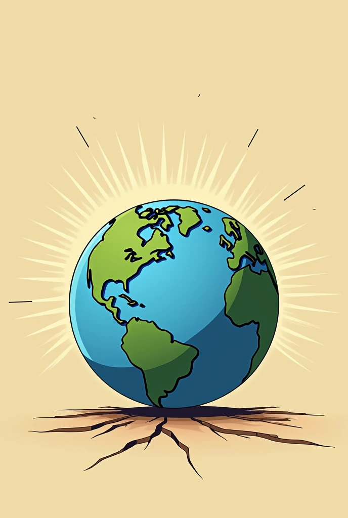 The surface of the Earth, with some cracks representing the simplest tectonic plates in the format of a comic book