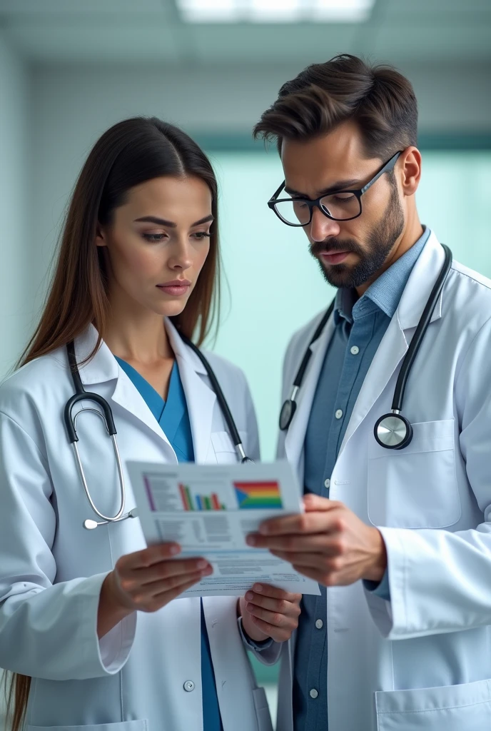 Two doctors with a pamphlet in their hand 