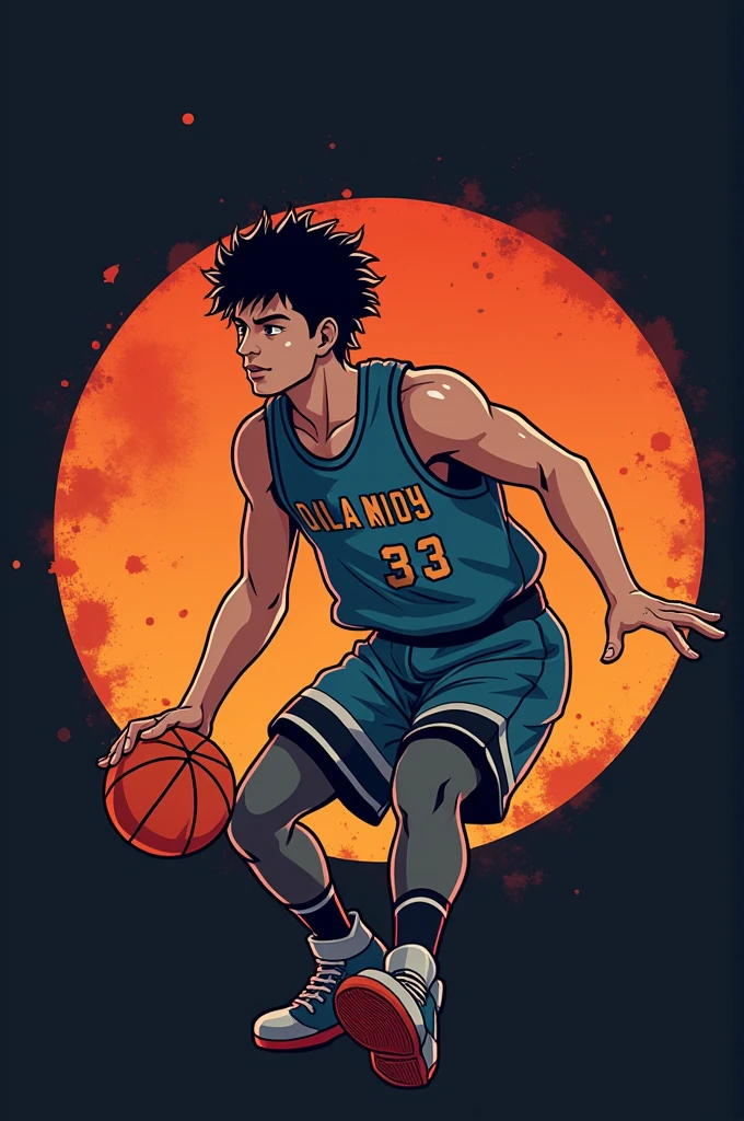 I want to create a logo with my name called “Enyer 2K” with a Japanese-style animated basketball 