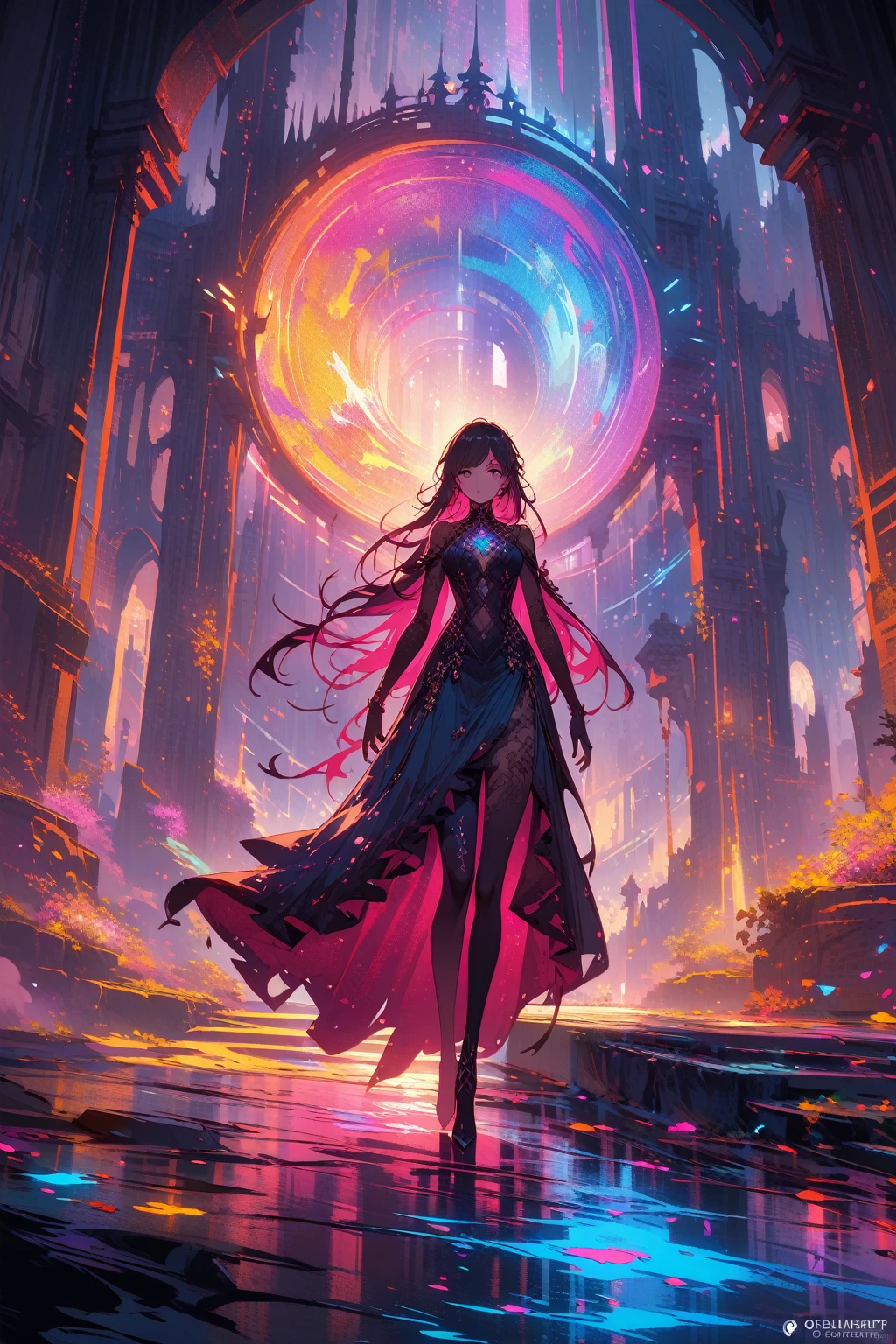 ((best quality)) , ((masterpiece)) , (detailed),Rogue's Passage, The Revenge, "In the tapestry of twilight, shadows and light entwine, unveiling the mysteries of dusk.", "It's a beautiful life, oh oh oh.", opulent, dynamic cinematic color, epic atmosphere, dynamic dramatic beautiful full taking, very, romantic, colorful, cinematic light, grand illumination,(((concept art ,Shameful . digital artwork, illustrative, painterly, matte painting, highly detailed)))