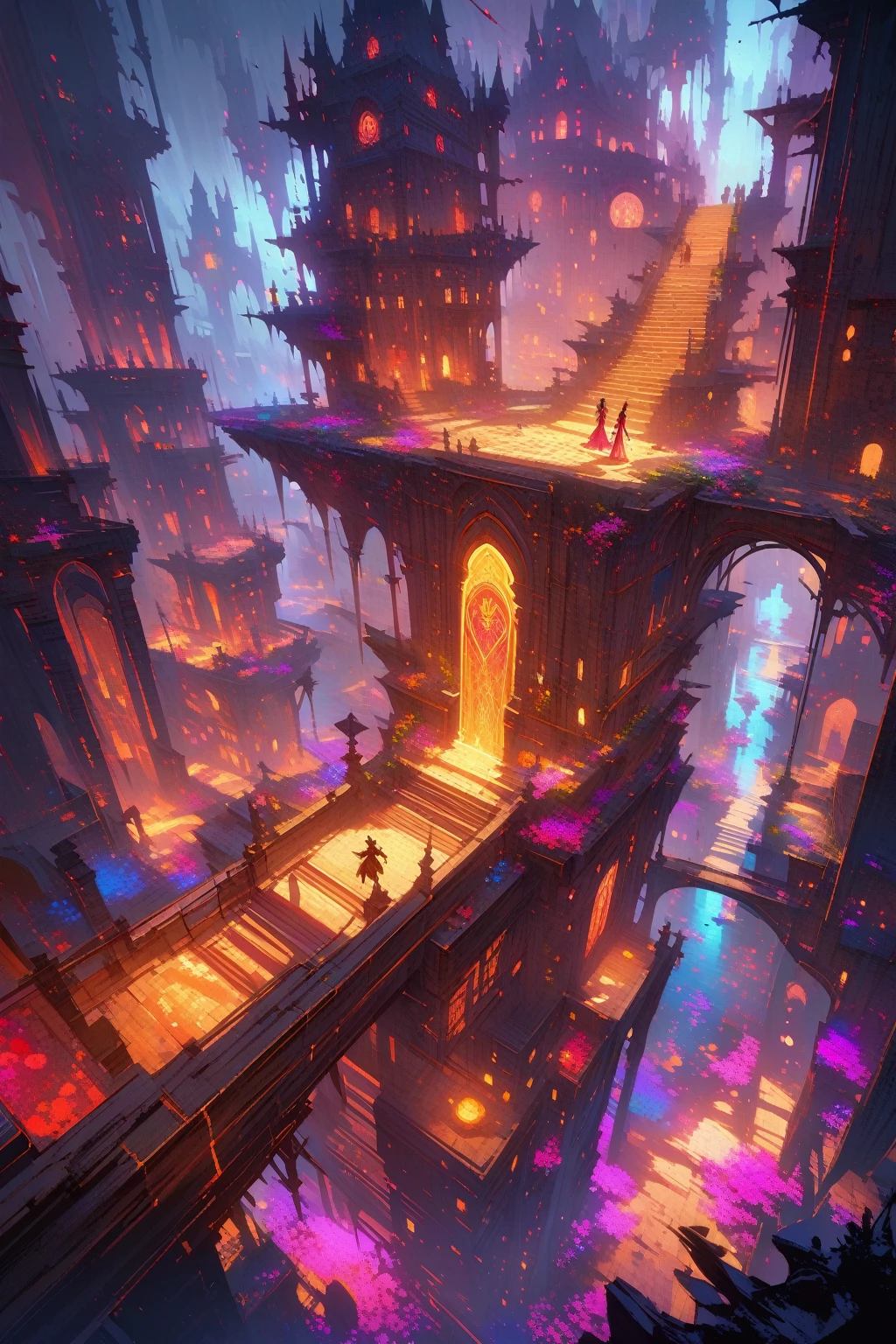 ((best quality)) , ((masterpiece)) , (detailed),Rogue's Passage, The Revenge, "In the tapestry of twilight, shadows and light entwine, unveiling the mysteries of dusk.", "It's a beautiful life, oh oh oh.", opulent, dynamic cinematic color, epic atmosphere, dynamic dramatic beautiful full taking, very, romantic, colorful, cinematic light, grand illumination,(((concept art ,Shameful . digital artwork, illustrative, painterly, matte painting, highly detailed)))
