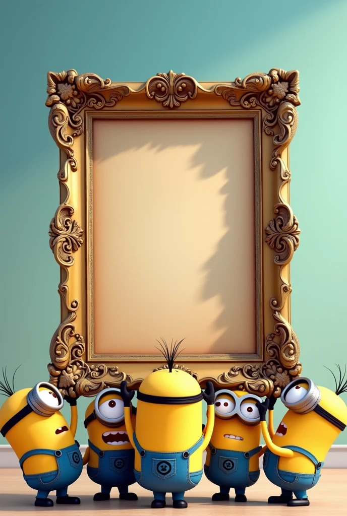 Minions holding a large frame   