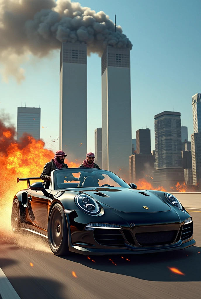 Porsche 911 driven by Talibans into the Twin Towers