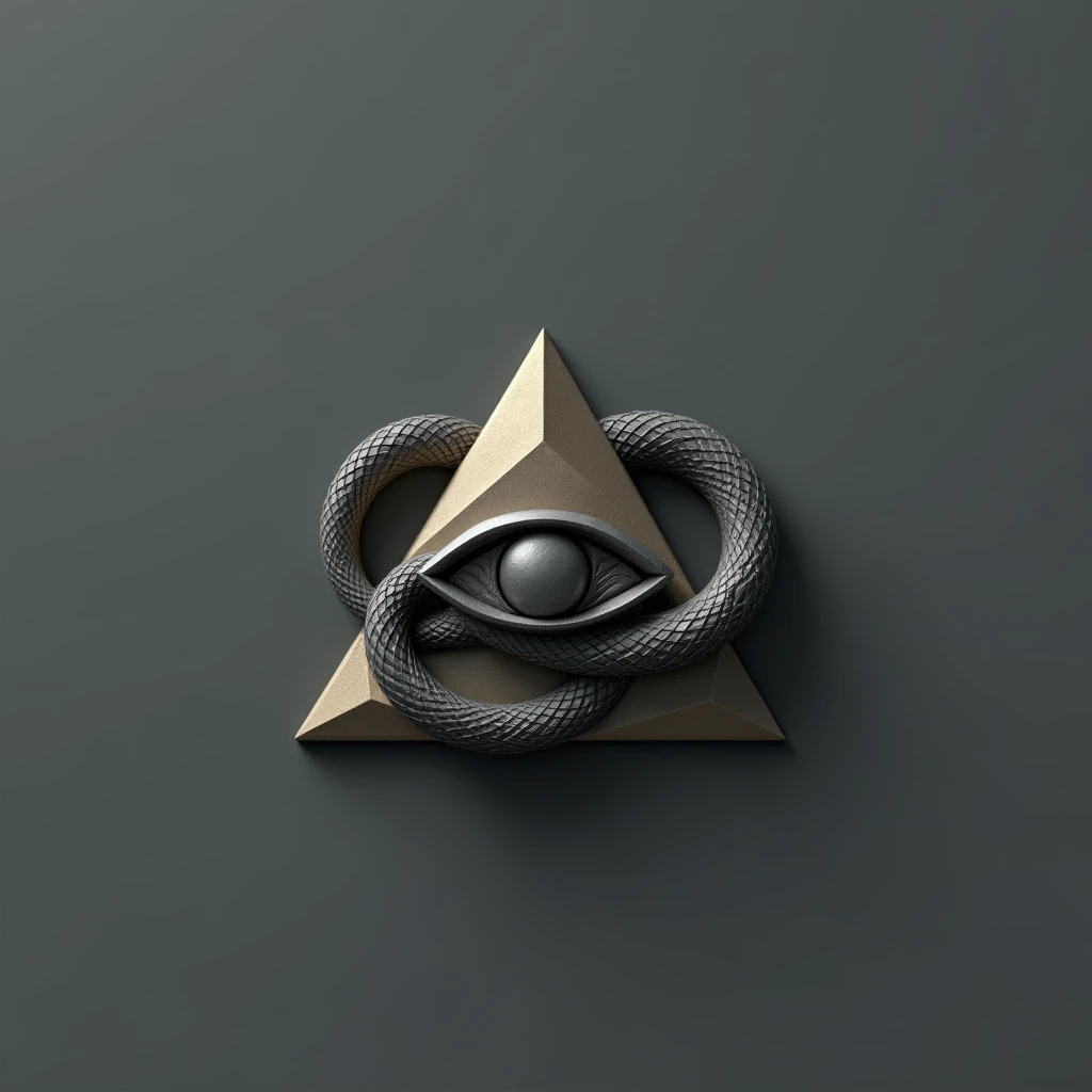 create 3D logo. pyramid with an eye in the center and a snake around it. with nothing around