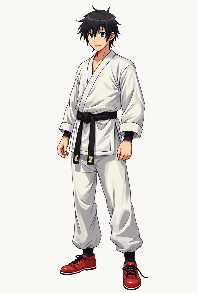 Miyamura Izumi of Horimiya hair on the shoulder in taekwondo kimono