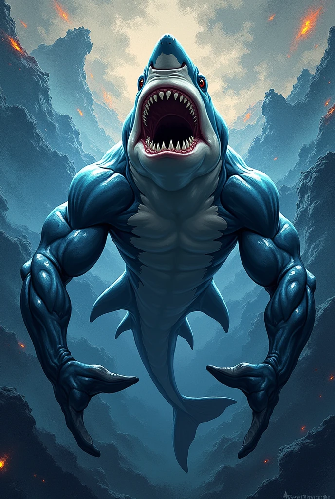 flag of a shark with strong arms