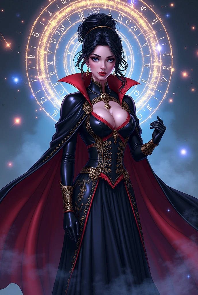 Zatanna Zatara in a full medieval-style outfit as an anime sorceress
