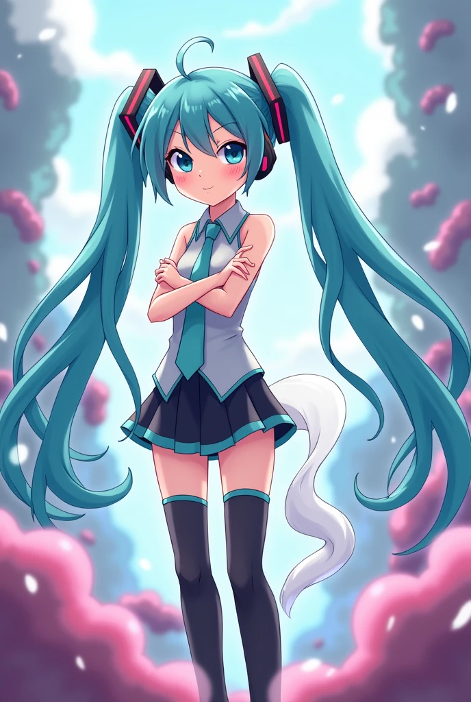 hatsune miku, farting, angry, cute, fart, thigh high socks