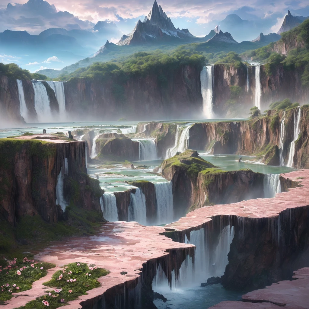 extremely high-resolution details, photographic, realism pushed to extreme, incredibly lifelike, highest quality, masterpiece, (unRealistic, photoRealistic), Dreamy and imaginary landscapes , epic scenes,very bright day , (Fantasy, Unsurreal landscapes, Super detailed, (Flying futuristic steel Castles , Floating Islands in the Sky) , Intense lightning, ,very huge waves in the Lake,the sky reflected on the lake surface, Reflections , (((roses and orchids gardens , bright day light, pink and blue clouds, waterfalls in the sky, realistic style))), Hyperrealistic drawing , burning futuristic skyscrapers, ,timeless realms, very huge crazy waves with silver surface reflections, sharp focus, (close-up), (bright tones ), (deep blue tone),((( realistic, Hyperrealism, vivid colours , landscapes , alien nature , ((science fiction themes)), ((mountains and abyss)) , ((water resources and waterfalls)) , brilliant images , dramatic, highly detailed