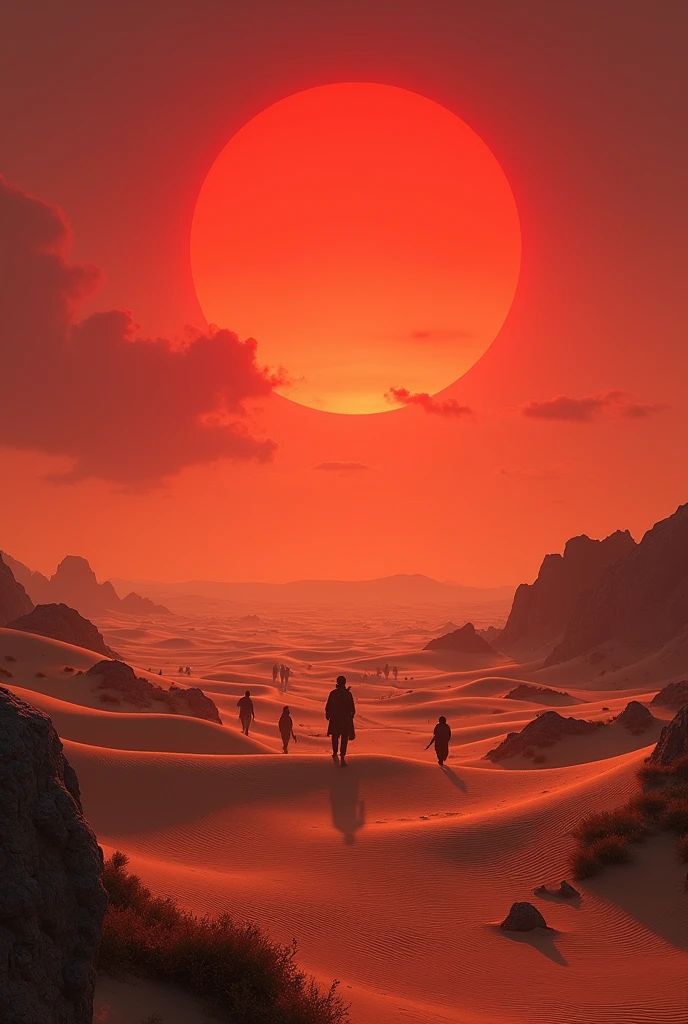 Desert with a red sunset