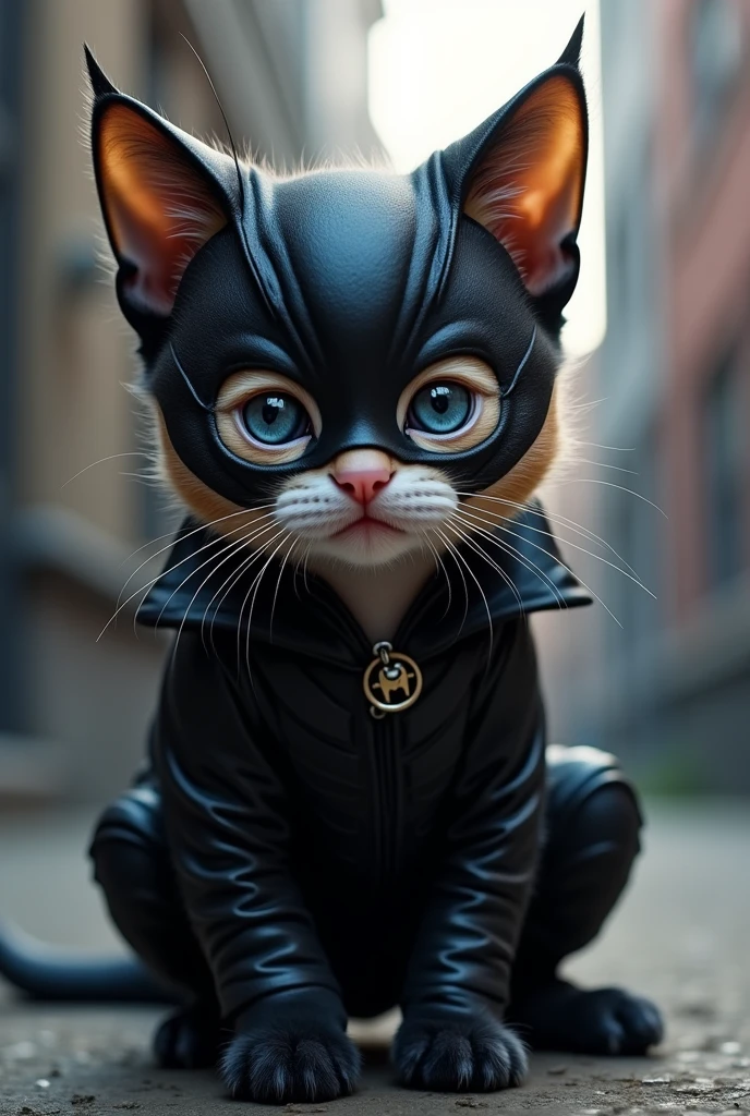 Kitten dressed as a cat woman
