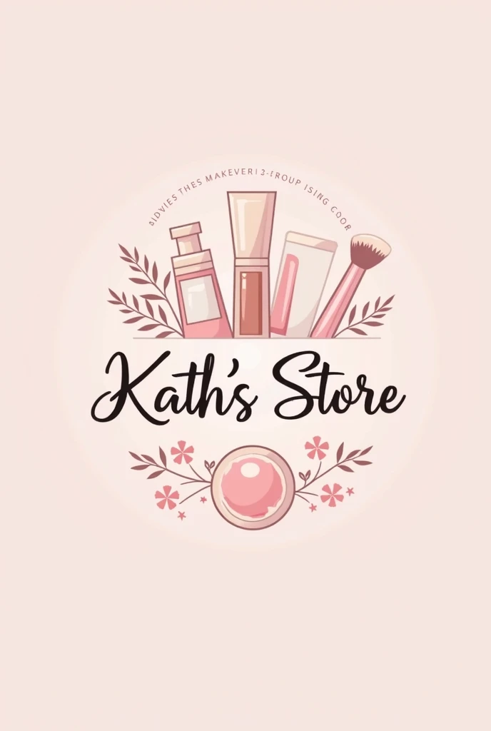 GENERATE A MAKEUP STORE LOGO WITH THE NAME KATTH'S STORE WITH PASTEL COLORS AND COSMETICS