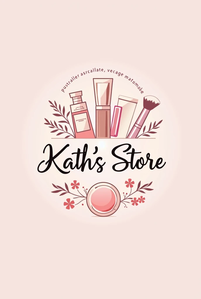 GENERATE A MAKEUP STORE LOGO WITH THE NAME KATTH'S STORE WITH PASTEL COLORS AND COSMETICS
