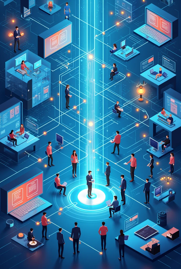 Create background for infographic about network communication in companies with spaces