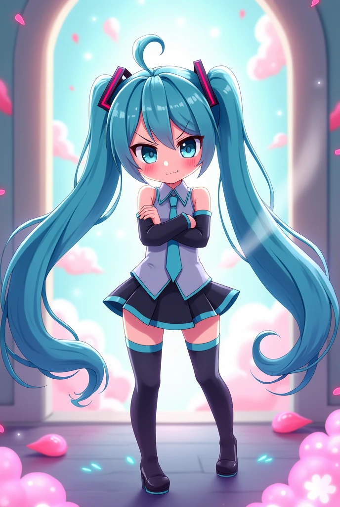 hatsune miku, farting, angry, cute, fart, thigh high socks