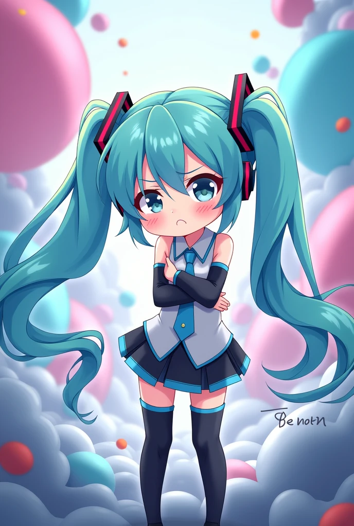 hatsune miku, farting, angry, cute, fart, thigh high socks