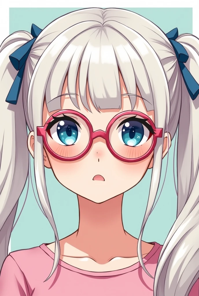 Woman with white pigtails and anime glasses