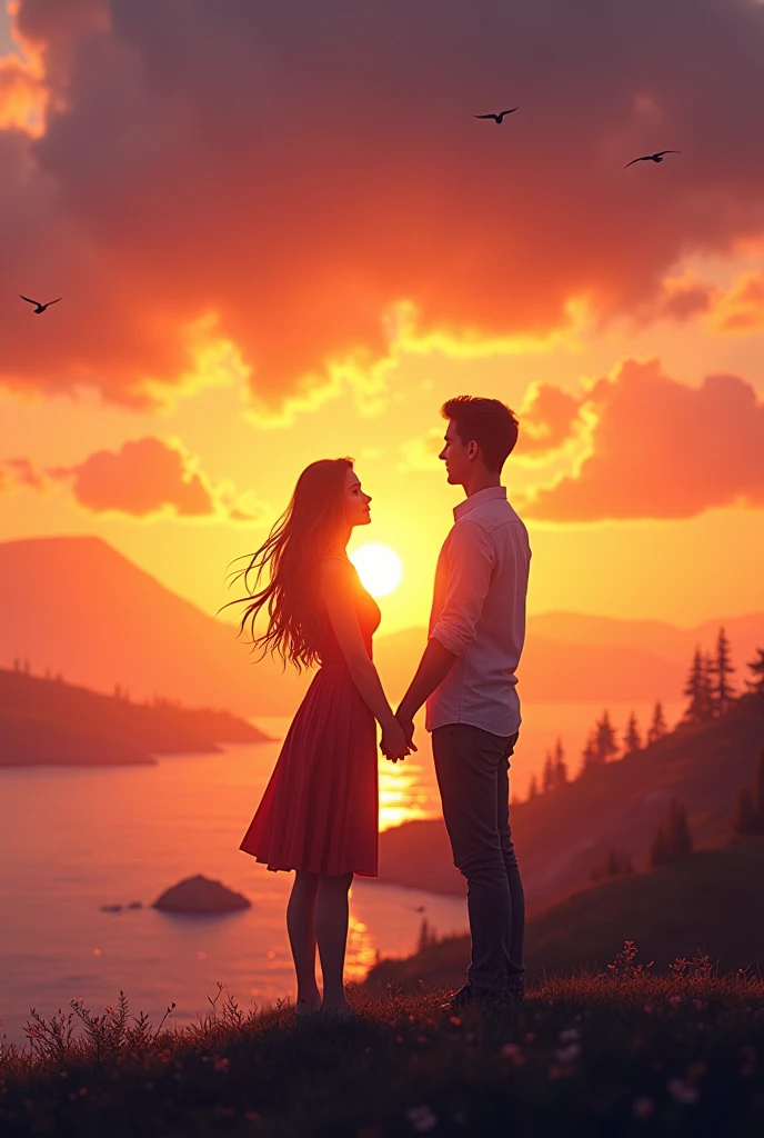 Me and my wife with sunrise