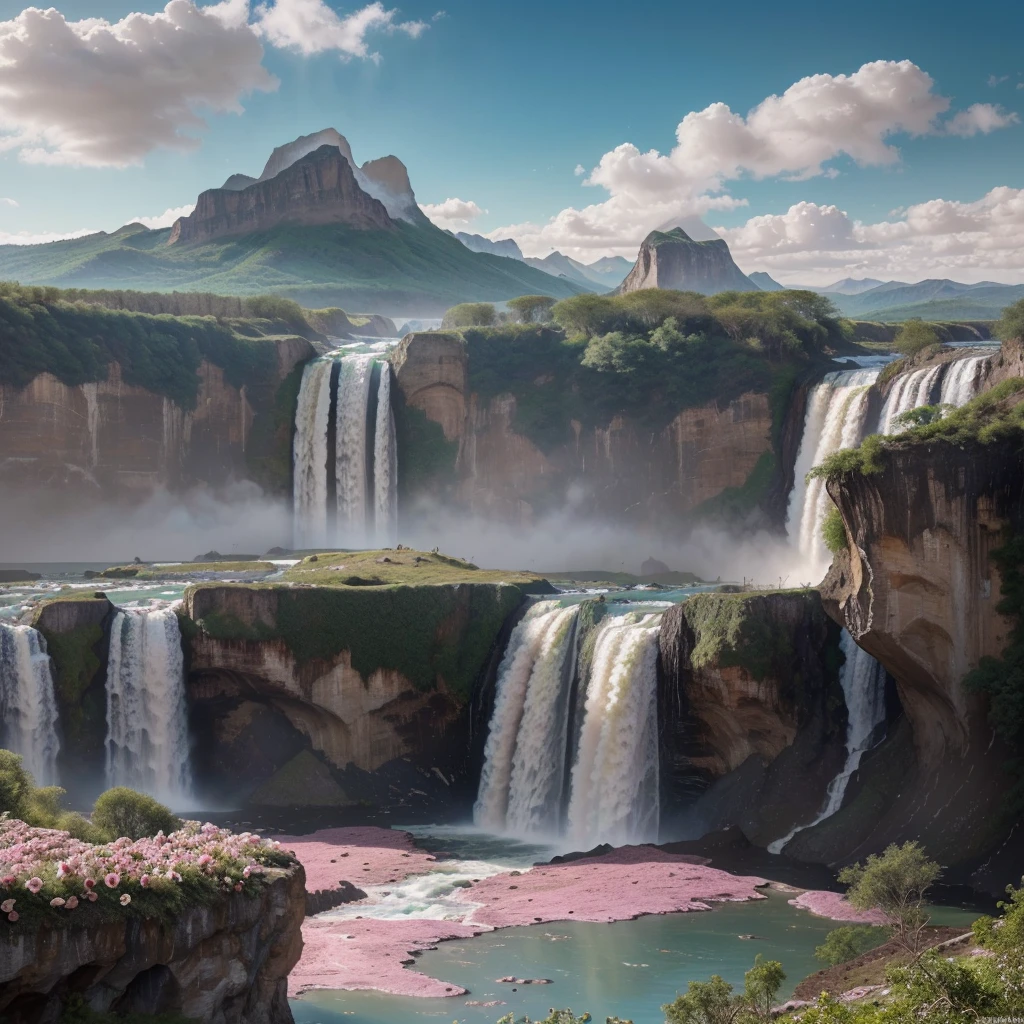 extremely high-resolution details, photographic, realism pushed to extreme, incredibly lifelike, highest quality, masterpiece, (unRealistic, photoRealistic), Dreamy and imaginary landscapes , epic scenes,very bright day , Fantasy, Unsurreal landscapes, Super detailed, Flying futuristic steel Castles , Floating Islands in the Sky , Intense lightning, ,very huge waves in the Lake,the sky reflected on the lake surface, Reflections , (((roses and orchids gardens , bright day light, pink and blue clouds, waterfalls in the sky, realistic style))), Hyperrealistic drawing , burning futuristic skyscrapers, ,timeless realms, very huge crazy waves with silver surface reflections, sharp focus, (close-up), (bright tones ), (deep blue tone),((( realistic, Hyperrealism, vivid colours , landscapes , alien nature , ((science fiction themes)), ((mountains and abyss)) , ((water resources and waterfalls)) , brilliant images , dramatic, highly detailed