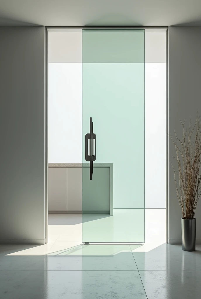 A glass door with double handle plate 549 

