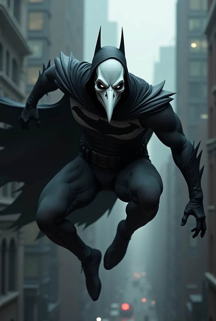 Superhero similar to Batman but with a white crow skull mask