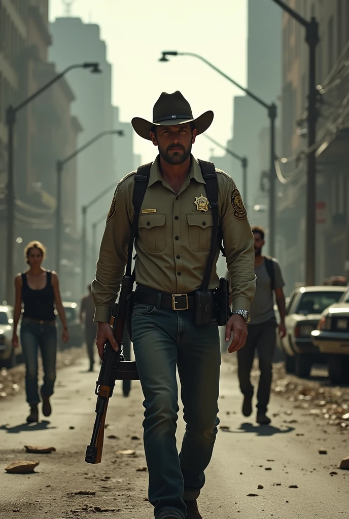 Rick Grimes Walks on the Street with a Kalashnikov, People Stare at Her