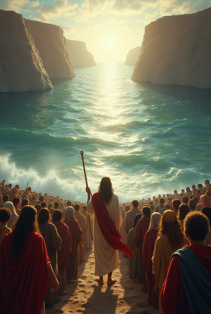 Prophet Moses Divides the Sea in Two and the Whole Nation Looks at Her