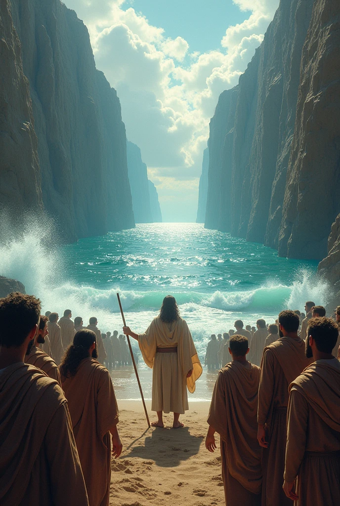 Prophet Moses Divides the Sea in Two and the Whole Nation Looks at Her