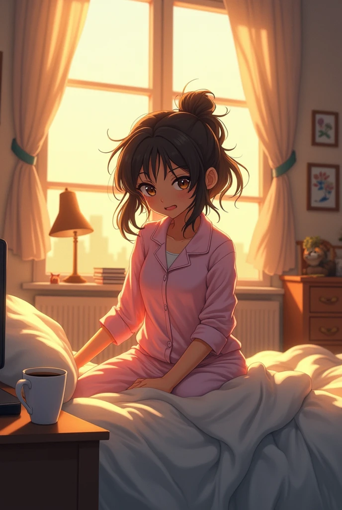 waking up late girl 