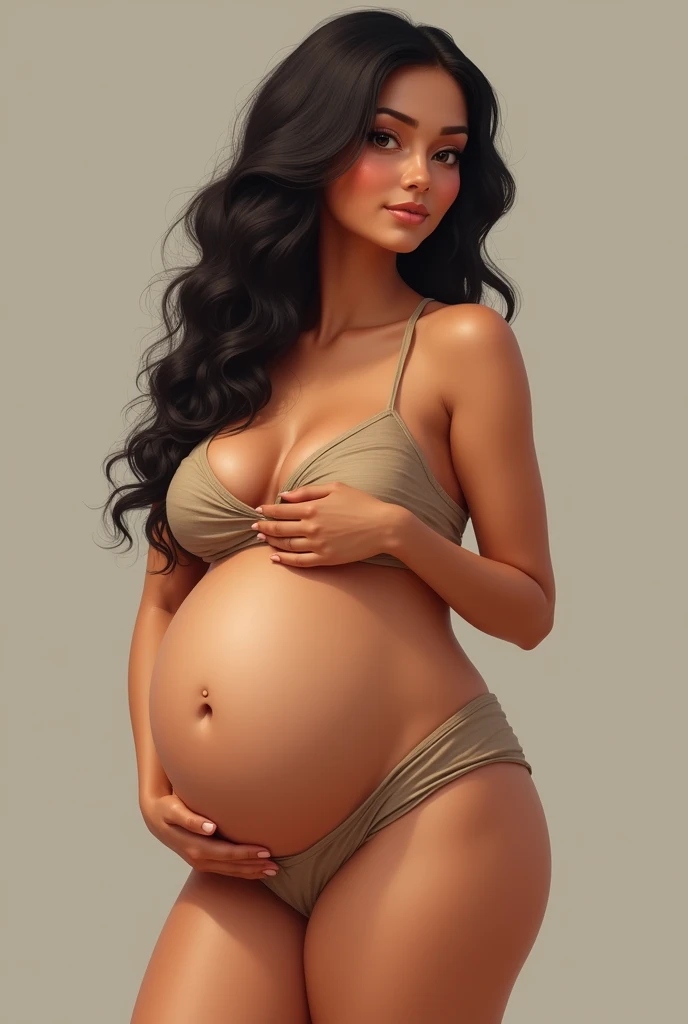 Chubby pregnant fair skin indian woman with large boobies and a huge pregnant belly and juicy ass