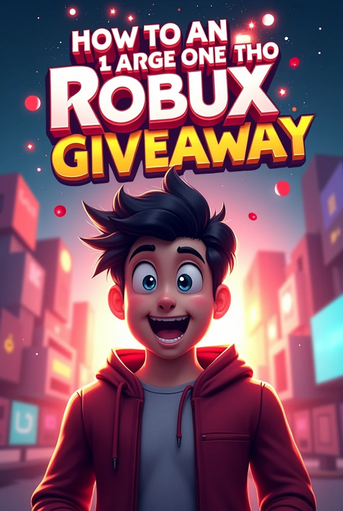 meke me a eye-catching youtube tutorial video thumbnail . Tutorial is about hof to make a lot of robux and promovate a giveaway.