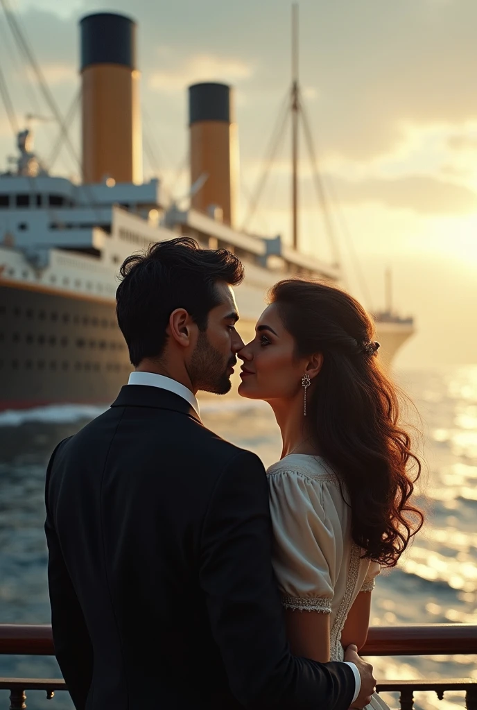 Leonardo Discarpio with his Brunette Girlfriend on the Titanic Ship