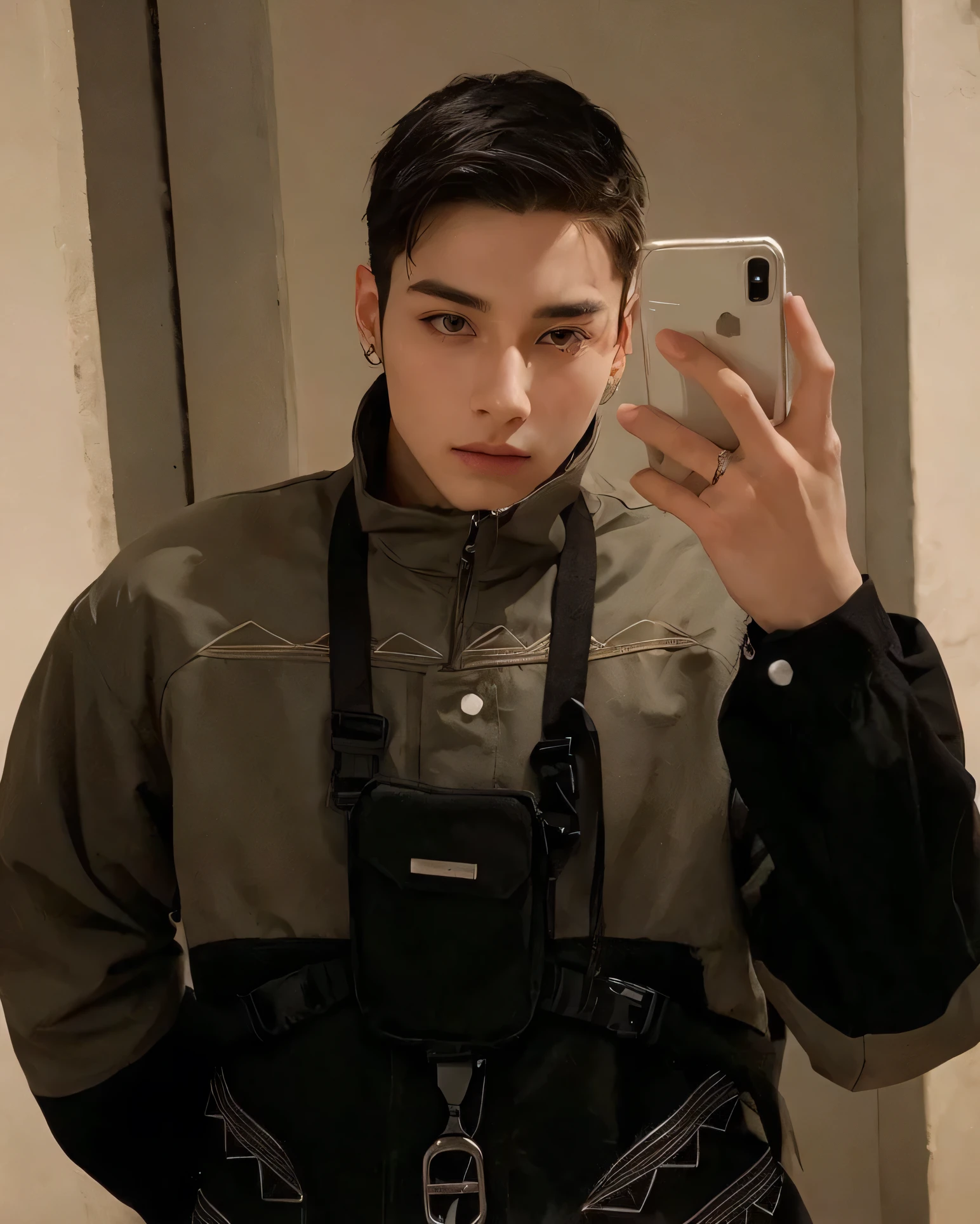 a handsome charismatic young man, beautiful detailed eyes, beautiful detailed lips, extremely detailed face and skin, long eyelashes, mesmerizing gaze, elegant posture, wearing stylish outfit, artistic dreamlike setting, vibrant colors, warm lighting, cinematic composition, digital art, highly detailed, photorealistic, 8k, masterpiece