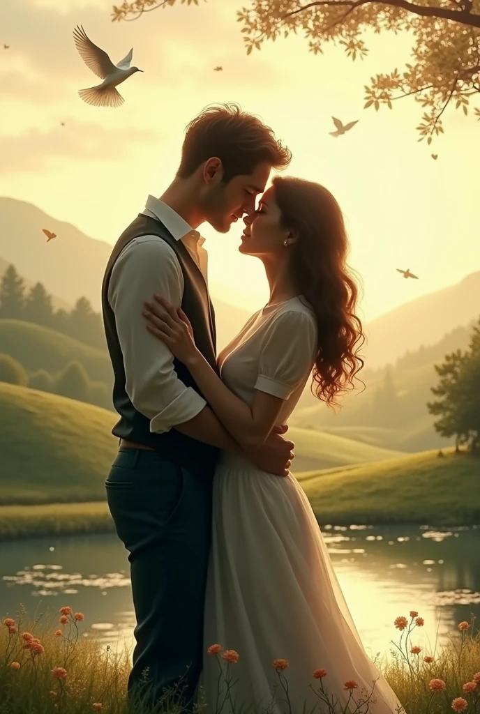 Design an image that represents or identifies the following poem. Eternal love ( Gustavo A. BECQUER). Let it be more natural and something real