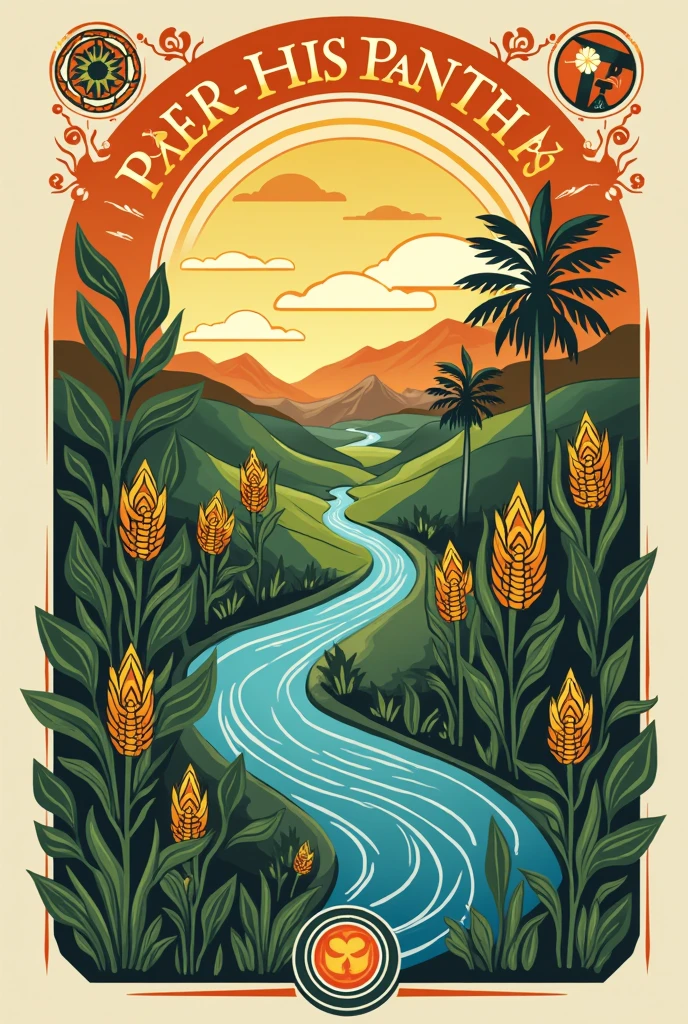 I want a logo that says "pre-Hispanic and cornfield waters"