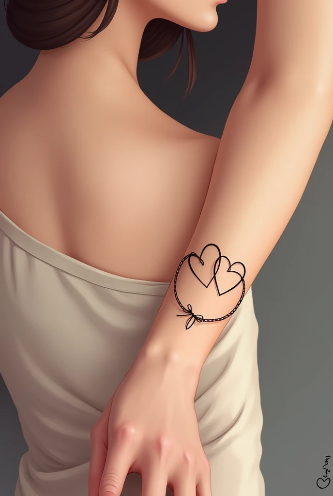 joint tattoo with my mom, heart rope, strong bond, original, Minimalist