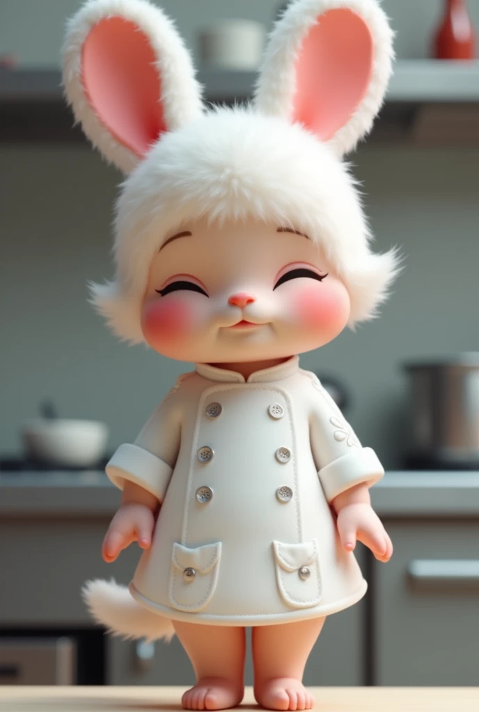a pastel character, chef dress that is formal and not
