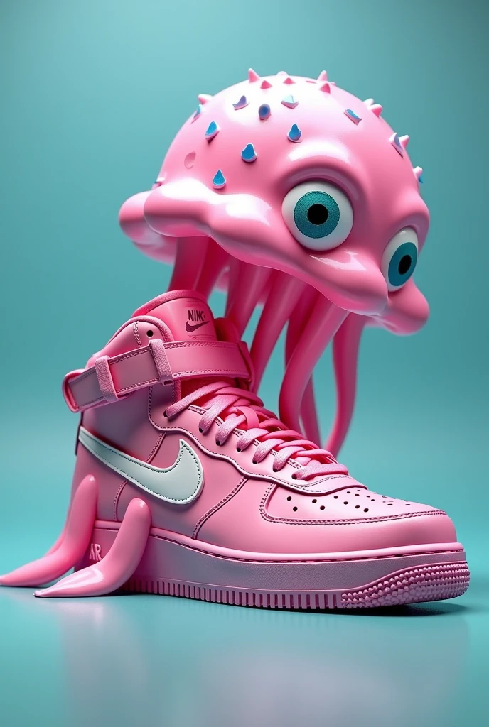 Custom sneaker Nike air force 1 high inspired by the pink jellyfish character from the SpongeBob cartoon