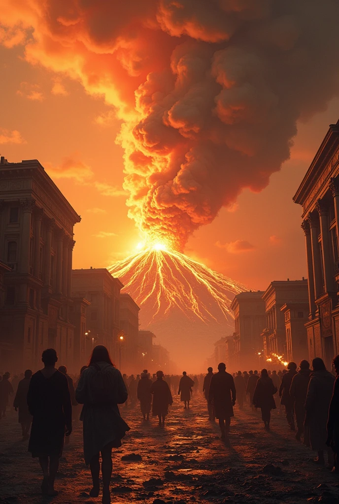 Image of how Pompeii was destroyed by the volcano