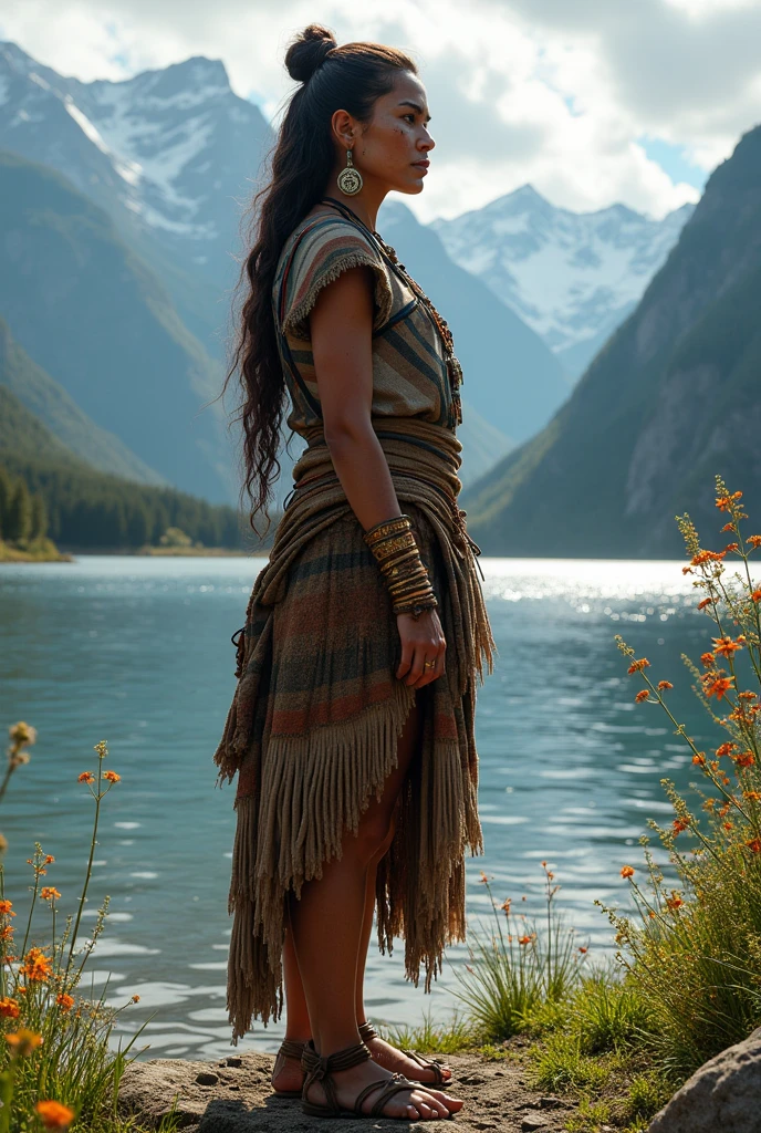 An indigenous woman on the riverbank
