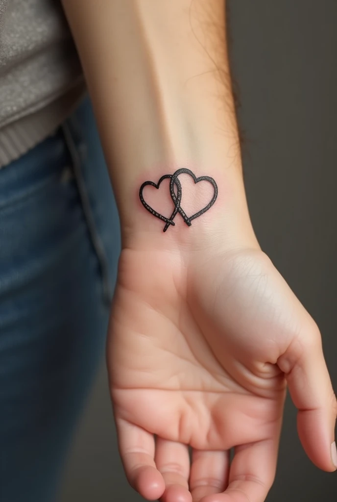 joint tattoo with my mom, heart rope, strong bond, original, Minimalist, sur le poignet 