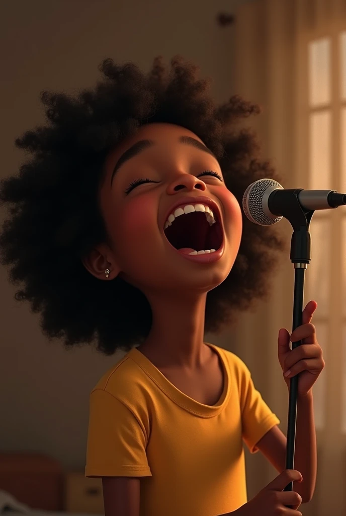 Little black girl singing