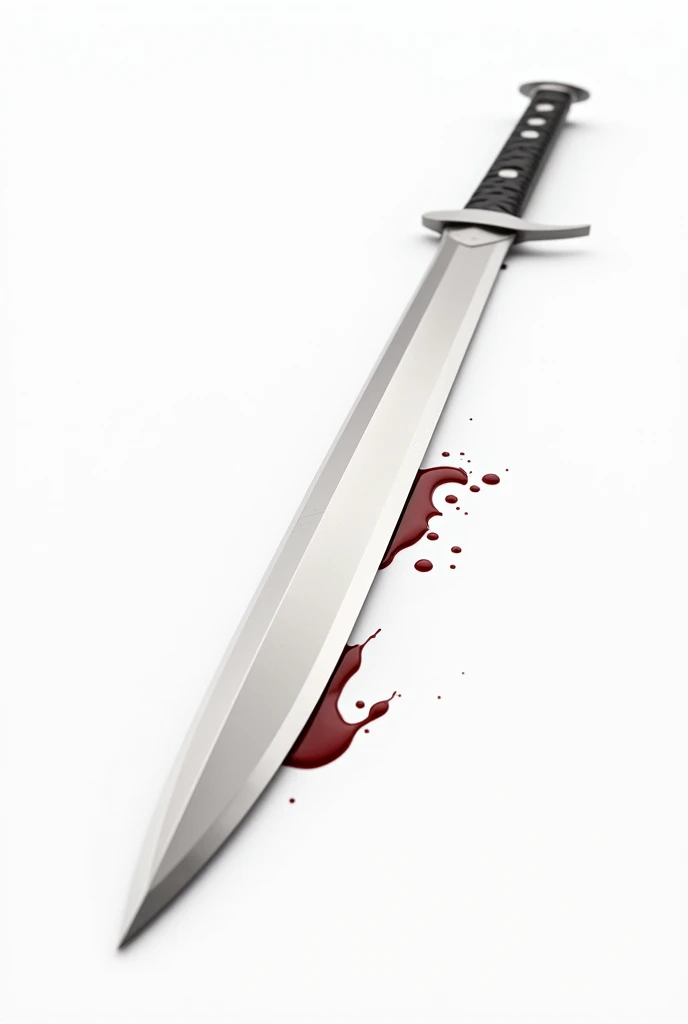 kunai lying on its side with blood dripping from the blade on a white background