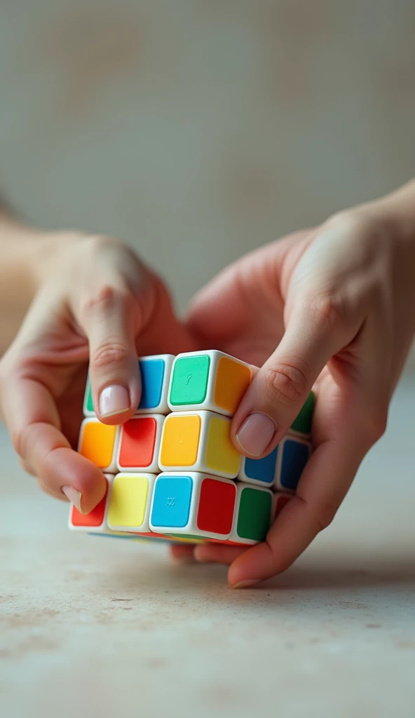 A beautiful hands playing puzzle cube 