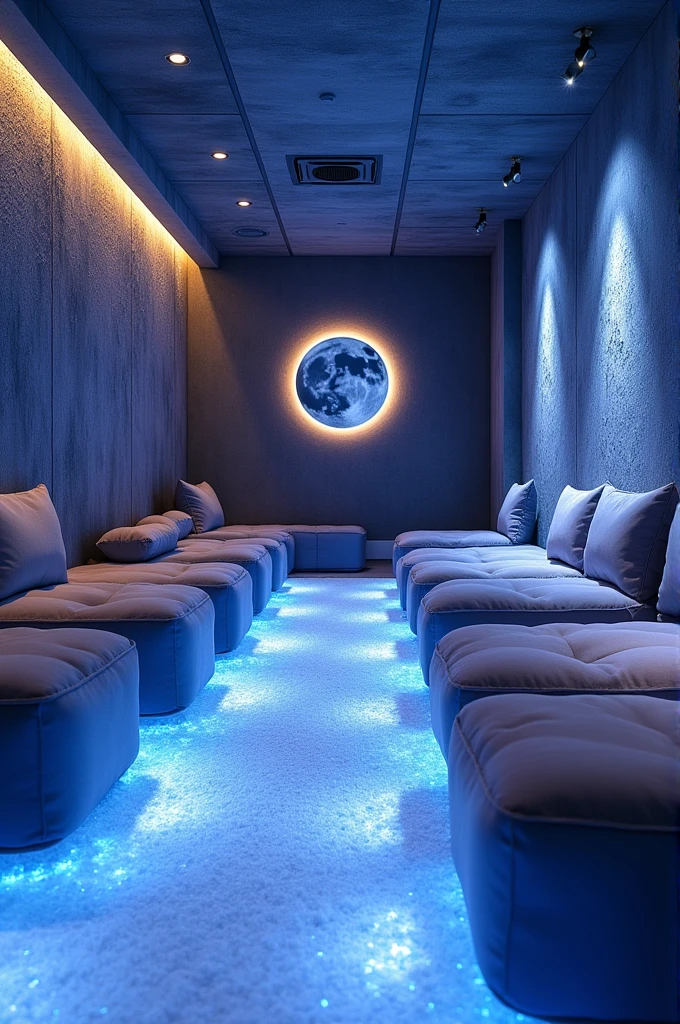 Sensory room for adults, that has massage cushions and the floor full of salt