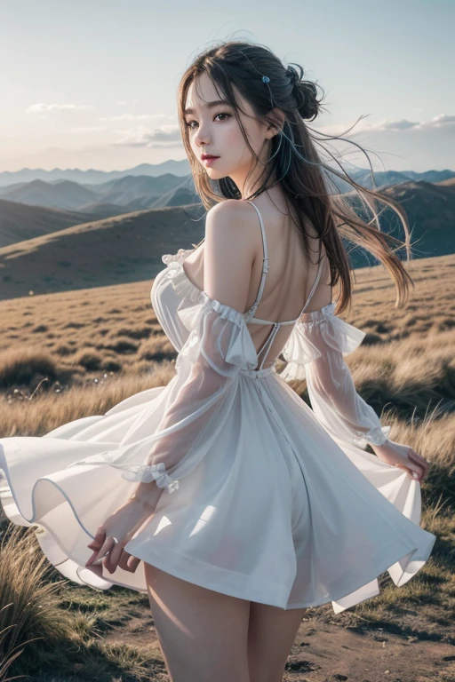 1 female, Mr...々Hairstyle,, big Ass ,Large Breasts,Plump,Sunburn,big ,
The wind spirit、With a light and free presence、Gives the impression of constant movement。Her hair is、White or pale grey、In light blue、It is constantly swaying in the wind。Her eyes are pale blue like the sky、It gives the viewer a sense of the freedom and expansiveness of the wind.。The skin is white and transparent、It has a lightness to it, as if the wind itself had taken form.。
•clothing:
Her outfit is、An airy design that expresses the flow of wind.、Light and transparent material is used。The color of the clothes reflects the color of the sky.、Pale blue or white、The base color is light gray.。The dress is as light as a feather in the wind.、The frills and layers are designed to look like they're flowing in the wind.。Also、In tune with the movement of the wind spirit、The costumes are designed to flutter up in the air.。
•accessory:
For accessories、Many designs that give the feeling of wind、Light earrings with feather and wind motifs、The ring is designed to catch the wind.。On her ears and neck、It has small bells and chimes that represent the whispering of the wind.、It makes a gentle sound with the wind.。
• Pause:
She spread her hands、Poses where you manipulate the wind to fly up into the sky、The figure depicts him fighting by creating wind blades.。In the background、The expansive sky and the grassland swaying in the wind、The tops of mountains and other things are depicted.、The design evokes her free-spirited personality and the energy of the wind.。