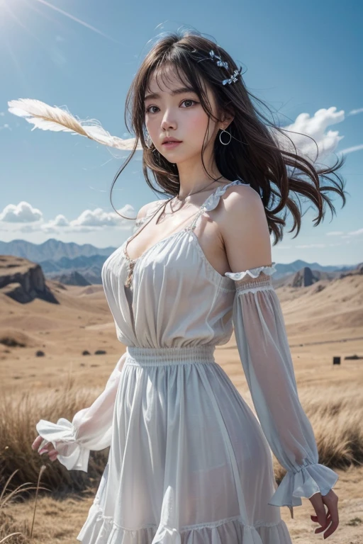 1 female, Mr...々Hairstyle,, big Ass ,Large Breasts,Plump,Sunburn,big ,
The wind spirit、With a light and free presence、Gives the impression of constant movement。Her hair is、White or pale grey、In light blue、It is constantly swaying in the wind。Her eyes are pale blue like the sky、It gives the viewer a sense of the freedom and expansiveness of the wind.。The skin is white and transparent、It has a lightness to it, as if the wind itself had taken form.。
•clothing:
Her outfit is、An airy design that expresses the flow of wind.、Light and transparent material is used。The color of the clothes reflects the color of the sky.、Pale blue or white、The base color is light gray.。The dress is as light as a feather in the wind.、The frills and layers are designed to look like they're flowing in the wind.。Also、In tune with the movement of the wind spirit、The costumes are designed to flutter up in the air.。
•accessory:
For accessories、Many designs that give the feeling of wind、Light earrings with feather and wind motifs、The ring is designed to catch the wind.。On her ears and neck、It has small bells and chimes that represent the whispering of the wind.、It makes a gentle sound with the wind.。
• Pause:
She spread her hands、Poses where you manipulate the wind to fly up into the sky、The figure depicts him fighting by creating wind blades.。In the background、The expansive sky and the grassland swaying in the wind、The tops of mountains and other things are depicted.、The design evokes her free-spirited personality and the energy of the wind.。
