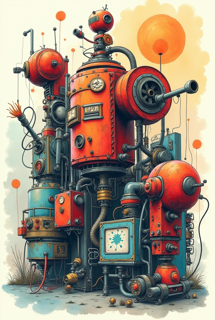 Make an image with watercolor and sketch style flexo machines
