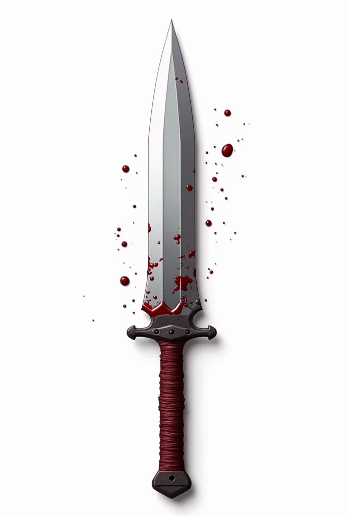 Japanese kunai from Naruto with blood on the blade on a white background