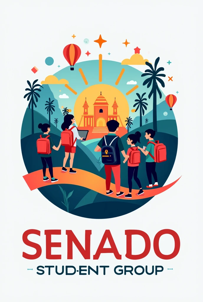 Logo with the name Grupo Estudiantil Unido with a background image in Spanish
